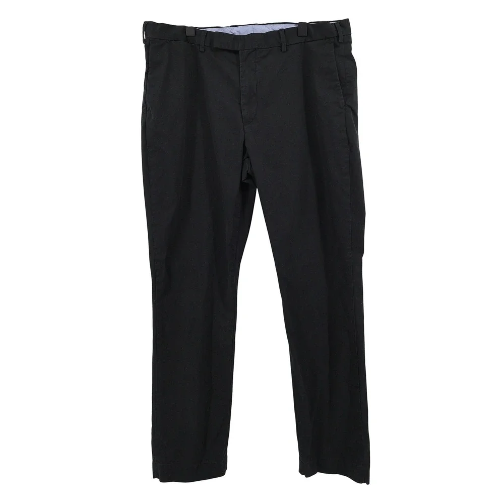 Polo Ralph Lauren Chino Pants Black Stretch Straight Fit Cotton Twill Mens 38x33